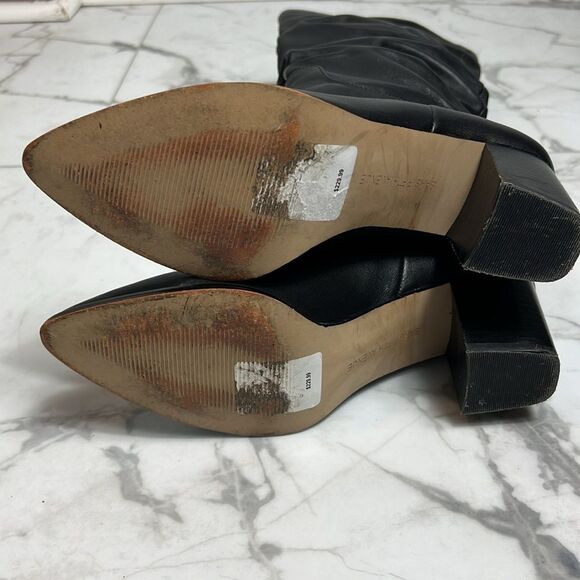 Saks Fifth Avenue Black Leather Slouchy Knee High Boots Size 8M - Picture 7 of 11